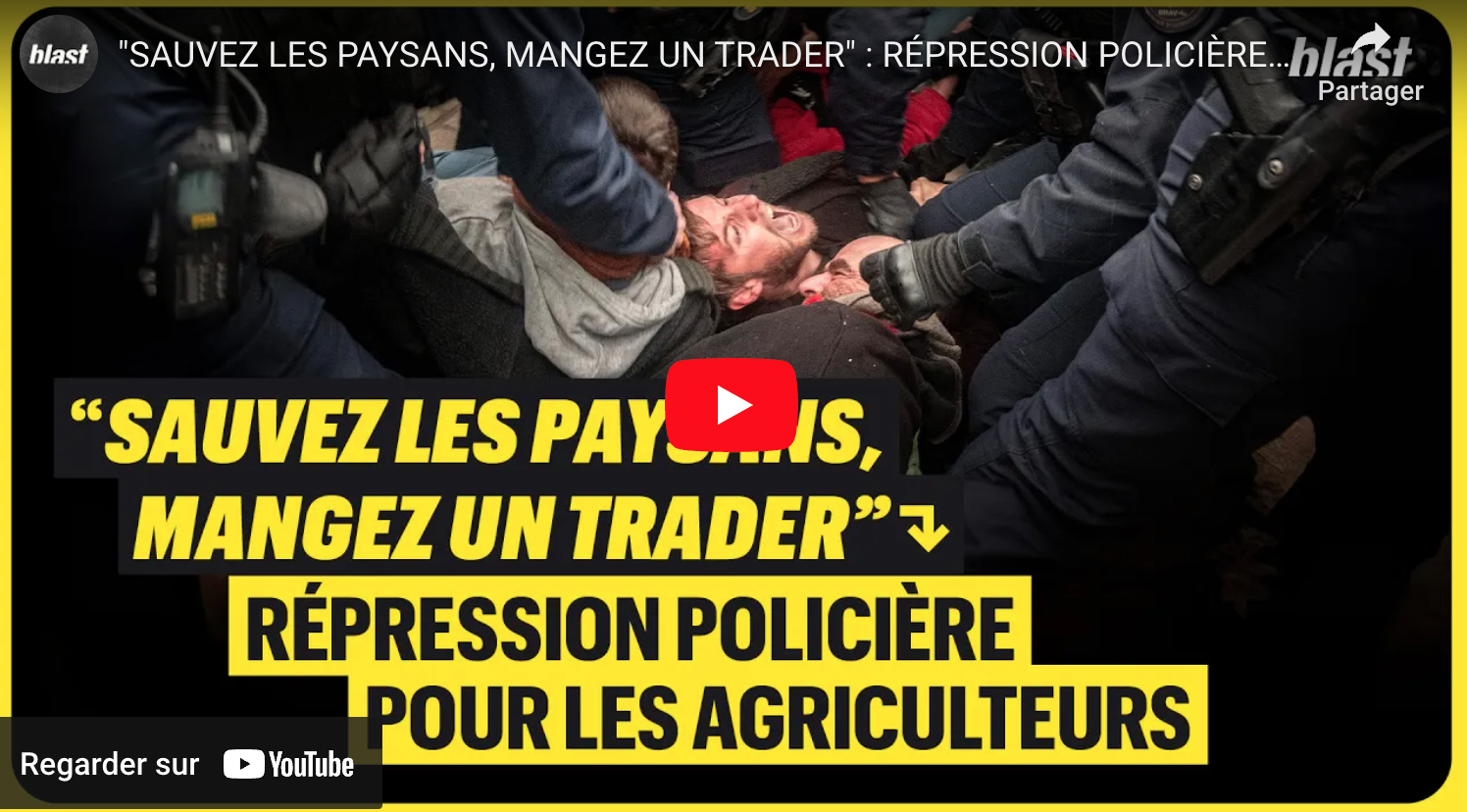 “Sauvez les paysans, mangez un trader” : répression policière pour les agriculteurs