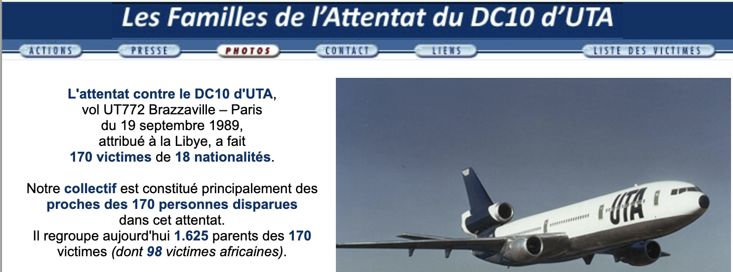 Les Familles des victimes de l’attentat de l’avion DC 10 et le livre de Sarkosy…