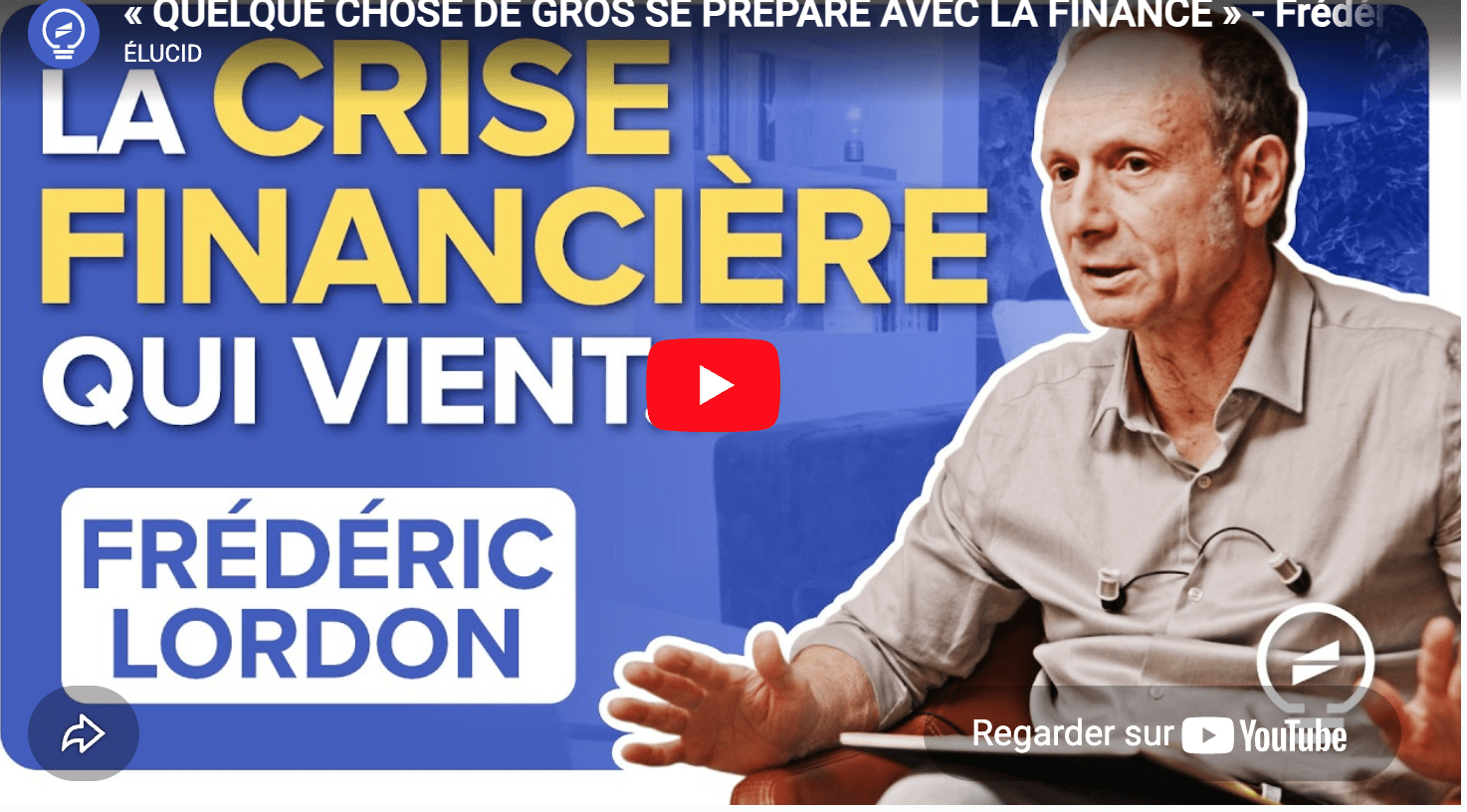 «&nbsp;Quelque chose de gros se prépare avec la finance&nbsp;» Frédéric Lordon
